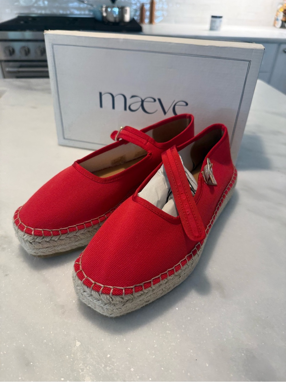 Maeve Red Canvas Espadrille Mary Jane Sandals size 8
